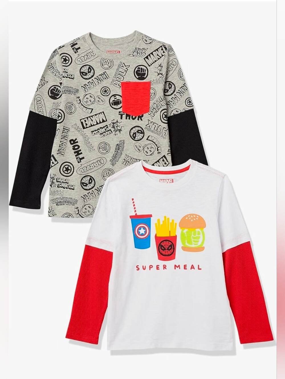 Marvel Boys 2T Long Sleeve 2-in-1 Graphic T-Shirts 2-Pack NWT - Picture 2 of 5